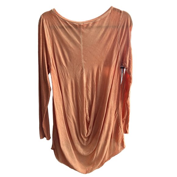 Sundance mineral wash size M cocoon back hi low hem peach long sleeve top - Picture 2 of 6